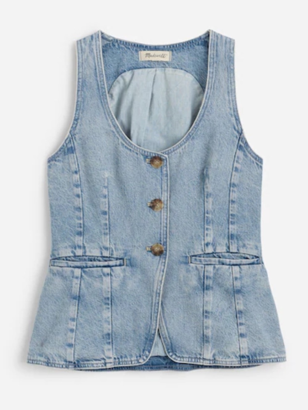 Madewell Denim scoop neck cutaway denim vest in edmonson wash super stretch NWT - Picture 1 of 7